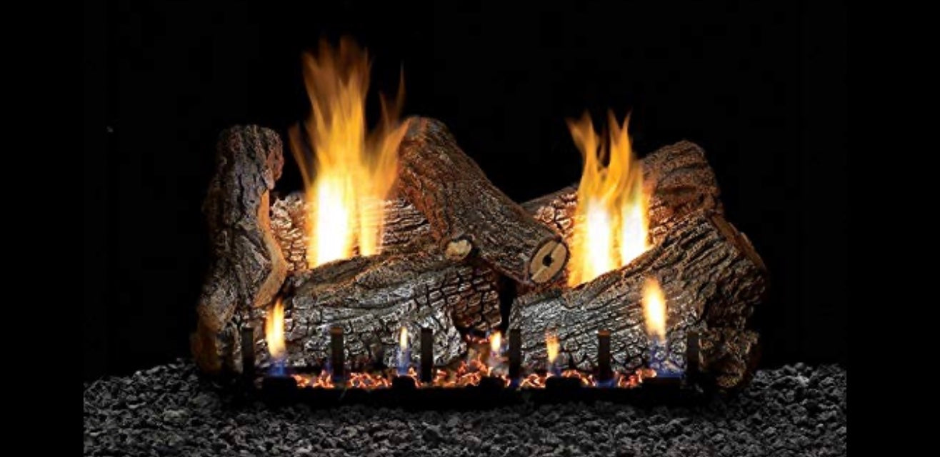 Empire Sassafras Single-Sided 18” Ventless Gas Log Set Intermittent Burner with Remote- Natural Gas